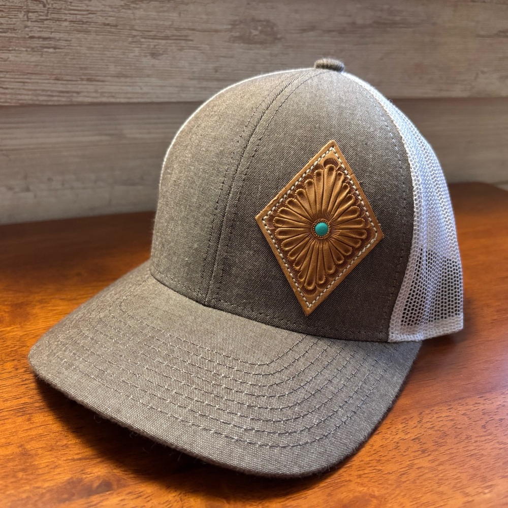 Western Trucker Hat with Leather Patch